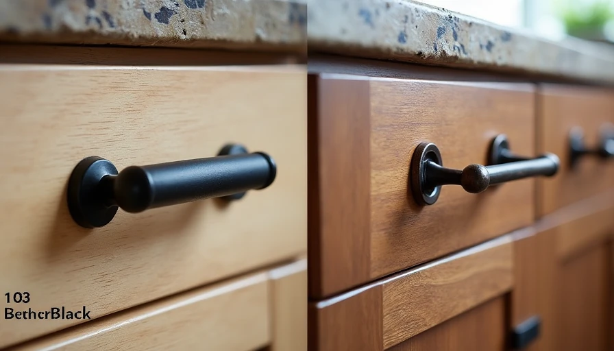 Side‑by‑side comparison – warm oil‑rubbed bronze pull (dark brown with warmth) vs. harsh flat matte black on light wood