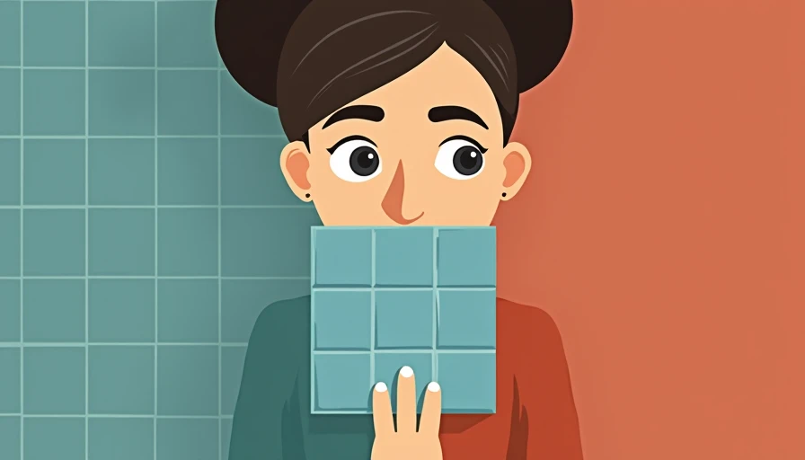 Illustration for bathroom tiles blue colour